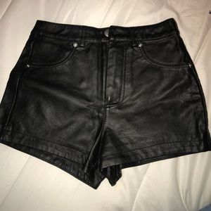 Black high wasted leather shorts/ never been used